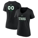Dallas Stars Women's Personalized Name & Number Midfielder V-Neck T-Shirt - Black T-shirts