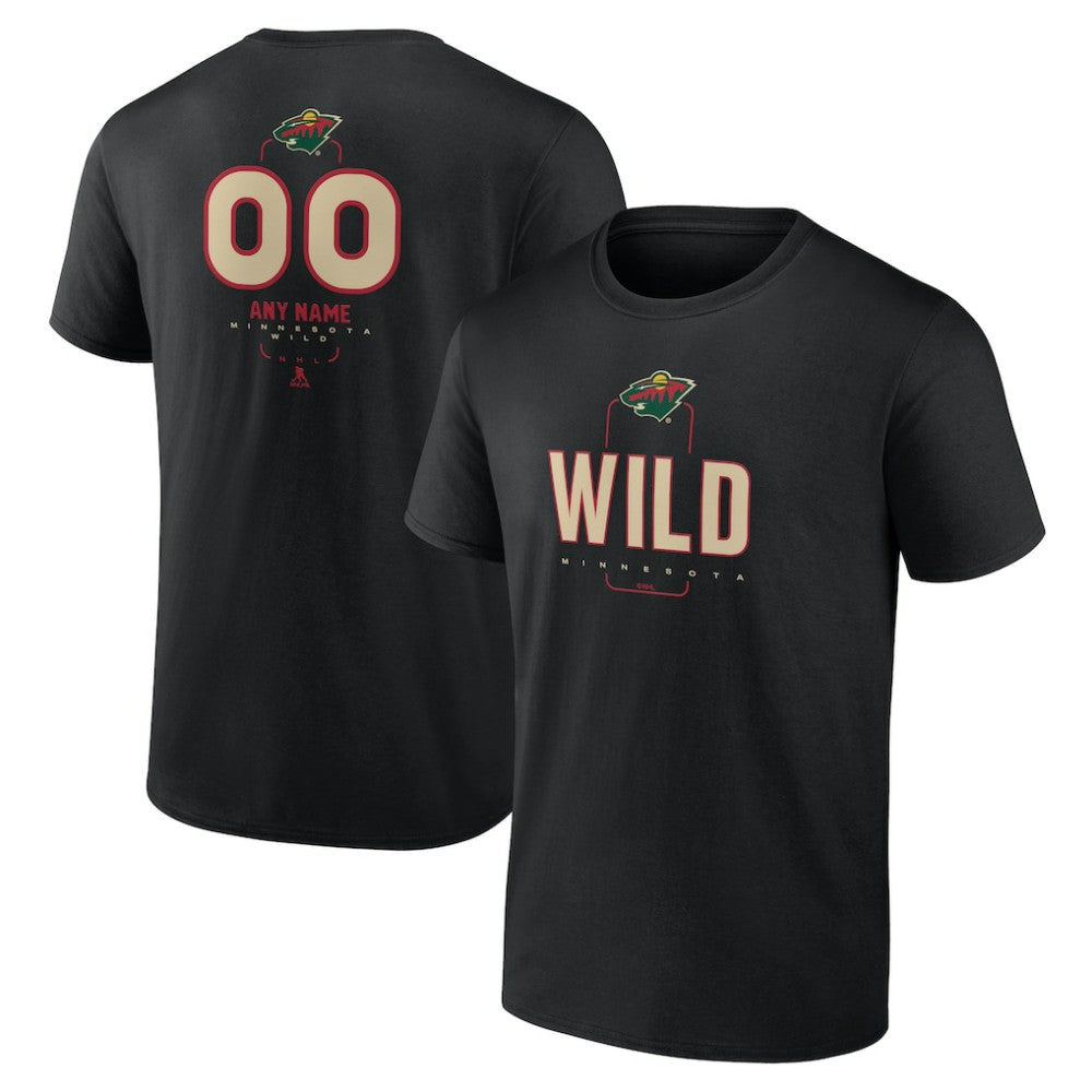 Minnesota Wild Personalized Name & Number Midfielder T-Shirt - Black T-shirts