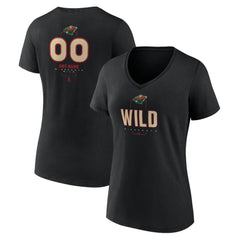 Minnesota Wild Women's Personalized Name & Number Midfielder V-Neck T-Shirt - Black T-shirts