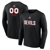 New Jersey Devils Personalized Name & Number Midfielder Long Sleeve T-Shirt - Black T-shirts