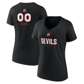 New Jersey Devils Women's Personalized Name & Number Midfielder V-Neck T-Shirt - Black T-shirts