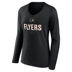 Philadelphia Flyers Women's Personalized Name & Number Midfielder Long Sleeve V-Neck T-Shirt - Black T-shirts
