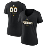 Pittsburgh Penguins Women's Personalized Name & Number Midfielder V-Neck T-Shirt - Black T-shirts