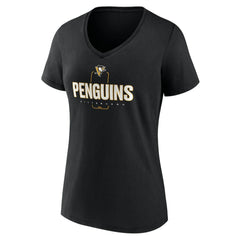 Pittsburgh Penguins Women's Personalized Name & Number Midfielder V-Neck T-Shirt - Black T-shirts