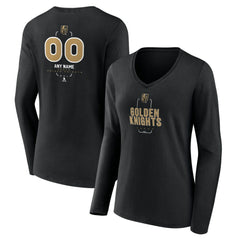 Vegas Golden Knights Women's Personalized Name & Number Midfielder Long Sleeve V-Neck T-Shirt - Black T-shirts