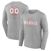 Detroit Red Wings Personalized Name & Number Midfielder Long Sleeve T-Shirt - Gray T-shirts