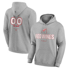 Detroit Red Wings Personalized Name & Number Midfielder Pullover Hoodie - Gray Hoodies