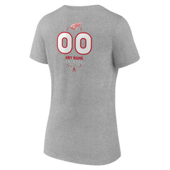 Detroit Red Wings Women's Personalized Name & Number Midfielder V-Neck T-Shirt - Gray T-shirts