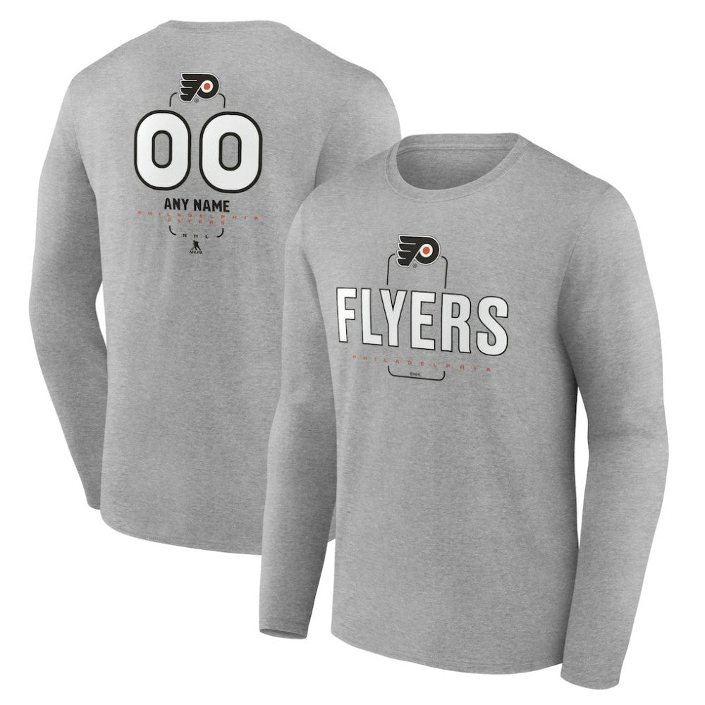 Philadelphia Flyers Personalized Name & Number Midfielder Long Sleeve T-Shirt - Gray T-shirts