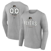 Philadelphia Flyers Personalized Name & Number Midfielder Long Sleeve T-Shirt - Gray T-shirts
