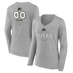 Philadelphia Flyers Women's Personalized Name & Number Midfielder Long Sleeve V-Neck T-Shirt - Gray T-shirts
