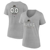 Philadelphia Flyers Women's Personalized Name & Number Midfielder V-Neck T-Shirt - Gray T-shirts