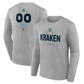 Seattle Kraken Personalized Name & Number Midfielder Long Sleeve T-Shirt - Gray T-shirts