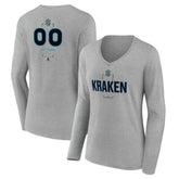 Seattle Kraken Women's Personalized Name & Number Midfielder Long Sleeve V-Neck T-Shirt - Gray T-shirts