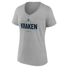 Seattle Kraken Women's Personalized Name & Number Midfielder V-Neck T-Shirt - Gray T-shirts