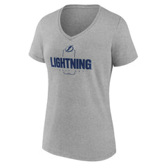 Tampa Bay Lightning Women's Personalized Name & Number Midfielder V-Neck T-Shirt - Gray T-shirts