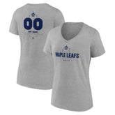 Toronto Maple Leafs Women's Personalized Name & Number Midfielder V-Neck T-Shirt - Gray T-shirts
