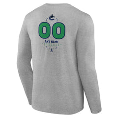 Vancouver Canucks Personalized Name & Number Midfielder Long Sleeve T-Shirt - Gray T-shirts
