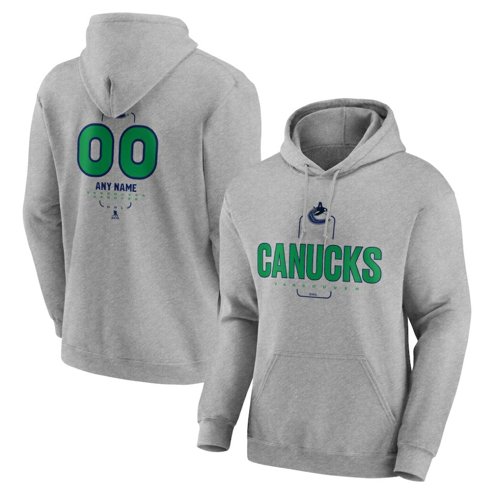 Vancouver Canucks Personalized Name & Number Midfielder Pullover Hoodie - Gray Hoodies