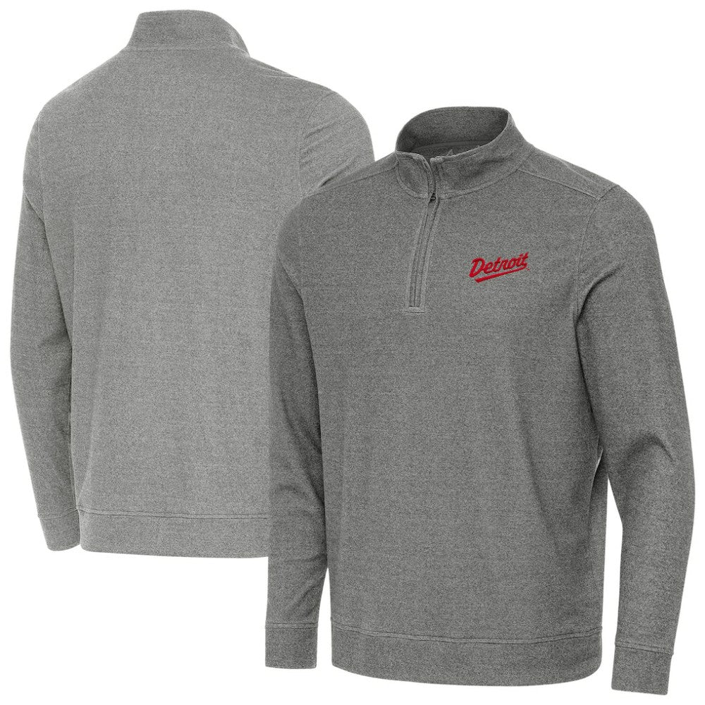 Detroit Red Wings Antigua 2025 NHL Stadium Series Subtle Quarter-Zip Top - Heather Black Tops
