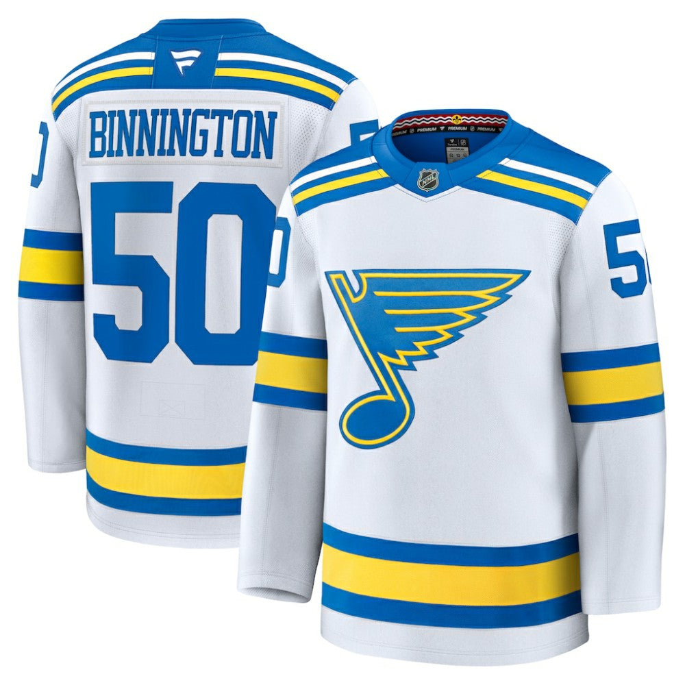 Jordan Binnington St. Louis Blues Fanatics Away Premium Player Jersey - White Jerseys