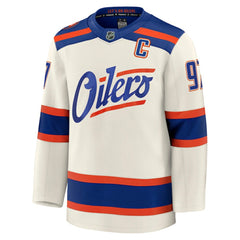 Connor McDavid Edmonton Oilers Fanatics Alternate Premium Jersey - Light Beige Jerseys