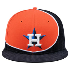 Houston Astros Retro Split Corduroy Snapback Hat Navy/Orange