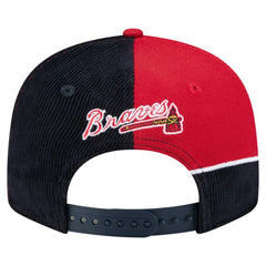 Atlanta Braves Retro Split Corduroy Snapback Hat Navy/Red