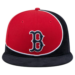 Boston Red Sox Retro Split Corduroy Snapback Hat Navy/Red