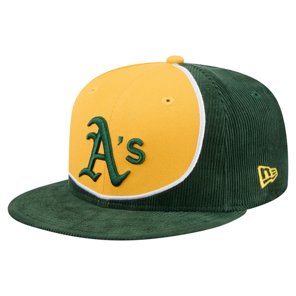 Athletics Retro Split Corduroy Snapback Hat Green/Gold