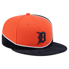 Detroit Tigers Retro Split Corduroy Snapback Hat Navy/Orange