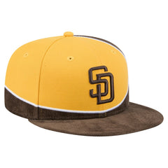 San Diego Padres Retro Split Corduroy Snapback Hat Brown/Gold
