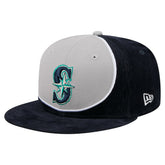 Seattle Mariners Retro Split Corduroy Snapback Hat Navy/Gray