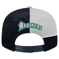 Seattle Mariners Retro Split Corduroy Snapback Hat Navy/Gray