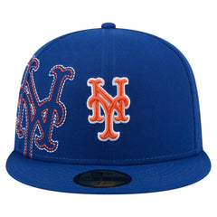 New York Mets Yarn Stitch 59FIFTY Fitted Hat Royal