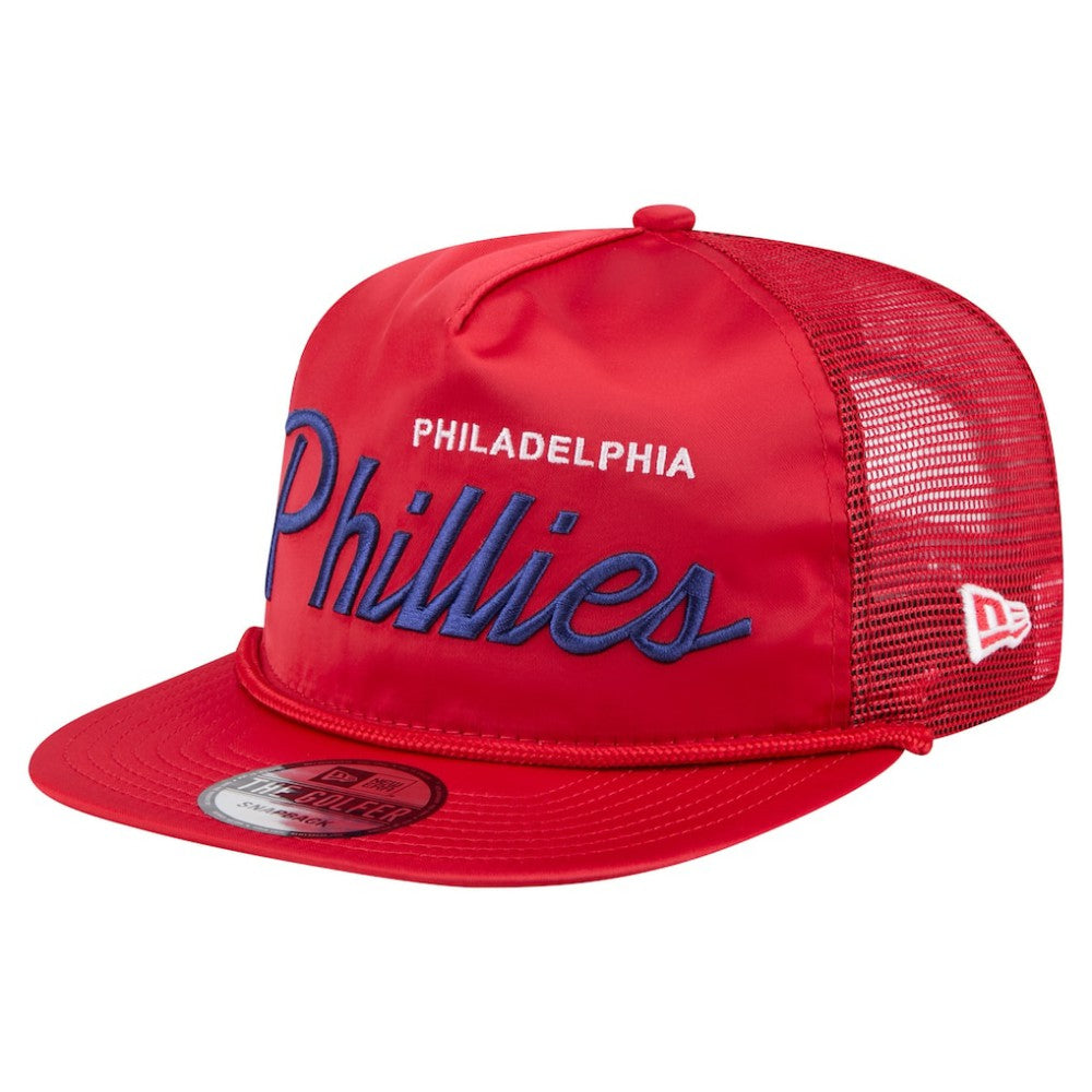 Philadelphia Phillies Retro Satin Script Golfer Adjustable Hat Red