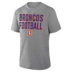 Denver Broncos First Down Tribute Tri-Blend T-Shirt - Heather Gray on sale