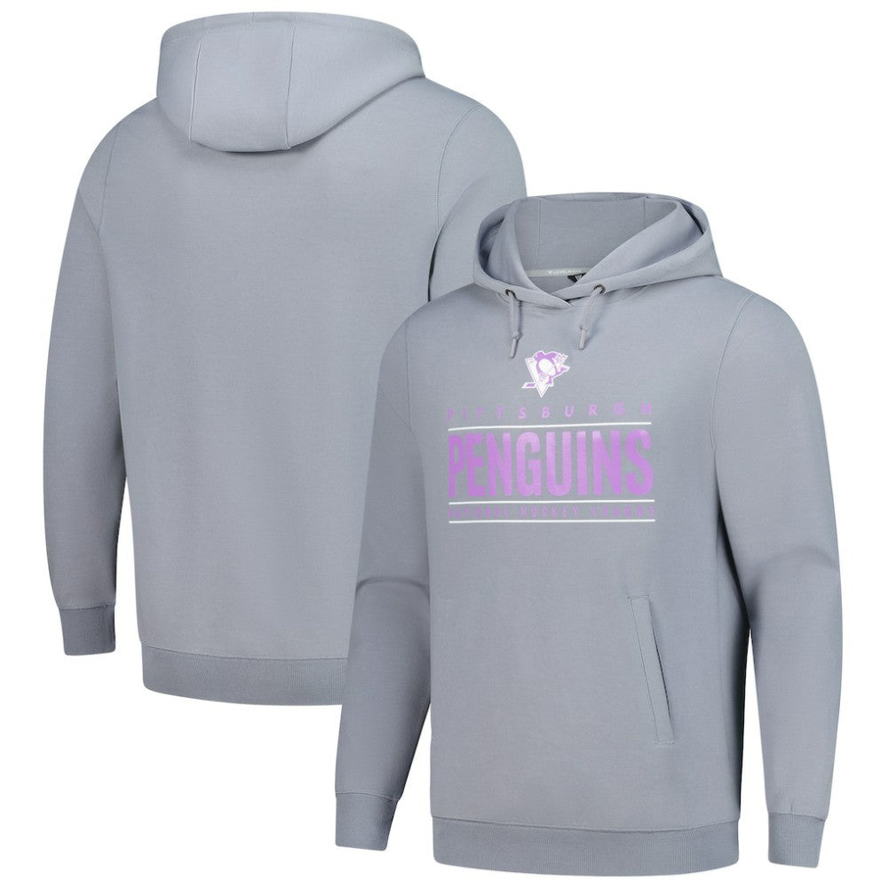 Pittsburgh Penguins Levelwear Hockey Fights Cancer Pulsar Off Season Tri-Blend Pullover Hoodie - Gray Hoodies