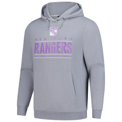 New York Rangers Levelwear Hockey Fights Cancer Pulsar Off Season Tri-Blend Pullover Hoodie - Gray Hoodies