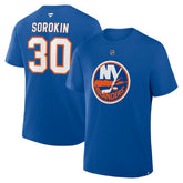 Ilya Sorokin New York Islanders Fanatics Authentic Stack Name & Number T-Shirt - Royal T-shirts