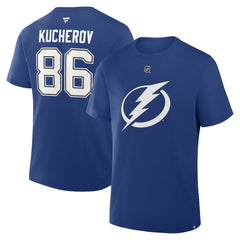 Nikita Kucherov Tampa Bay Lightning Fanatics Authentic Stack Name & Number T-Shirt - Blue T-shirts
