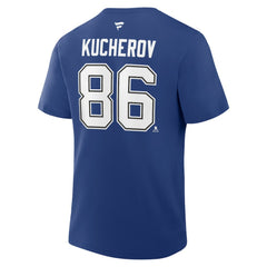 Nikita Kucherov Tampa Bay Lightning Fanatics Authentic Stack Name & Number T-Shirt - Blue T-shirts