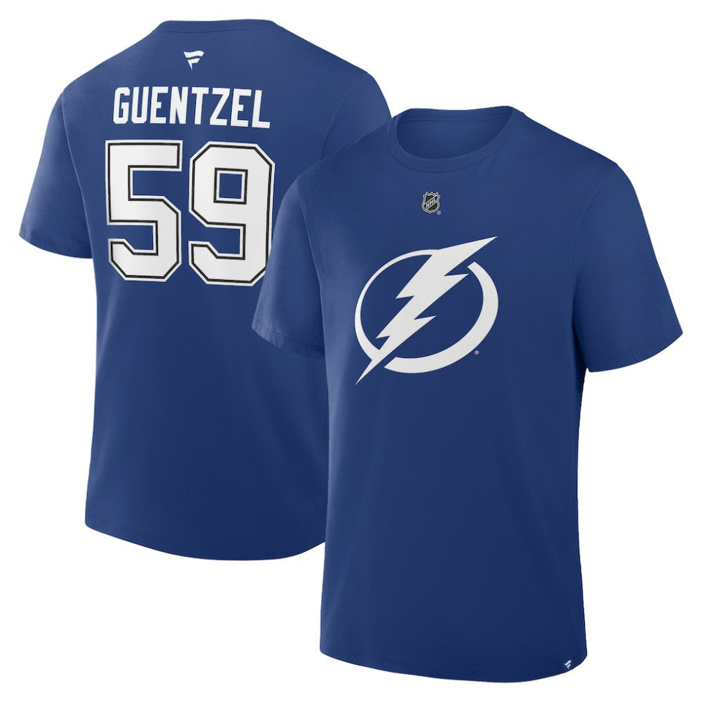 Jake Guentzel Tampa Bay Lightning Fanatics Authentic Stack Name & Number T-Shirt - Blue T-shirts