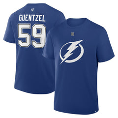 Jake Guentzel Tampa Bay Lightning Fanatics Authentic Stack Name & Number T-Shirt - Blue T-shirts
