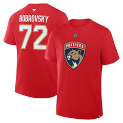 Sergei Bobrovsky Florida Panthers Fanatics Authentic Stack Name & Number T-Shirt - Red T-shirts
