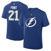 Brayden Point Tampa Bay Lightning Fanatics Authentic Stack Name & Number T-Shirt - Blue T-shirts