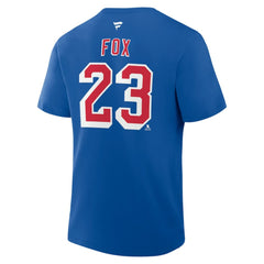 Adam Fox New York Rangers Fanatics Authentic Stack Name & Number T-Shirt - Blue T-shirts