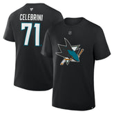Macklin Celebrini San Jose Sharks Fanatics Authentic Stack Name & Number T-Shirt - Black T-shirts