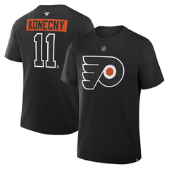 Travis Konecny Philadelphia Flyers Fanatics Authentic Stack Name & Number T-Shirt - Black T-shirts