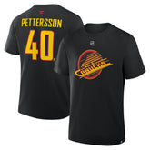 Elias Pettersson Vancouver Canucks Fanatics Authentic Stack Name & Number T-Shirt - Black T-shirts